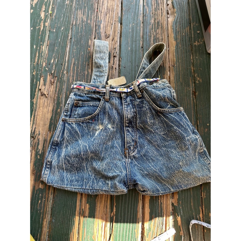 Psyched Purse Vintage Stefano World Wide Acid Wash Denim Suspender handle